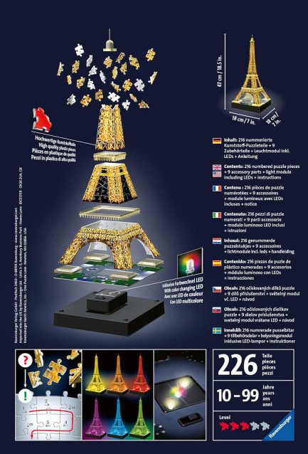 Puzzle 3D Ο Πύργος του Άιφελ Night Edition 216pcs Ravensburger (12579) - Image 4