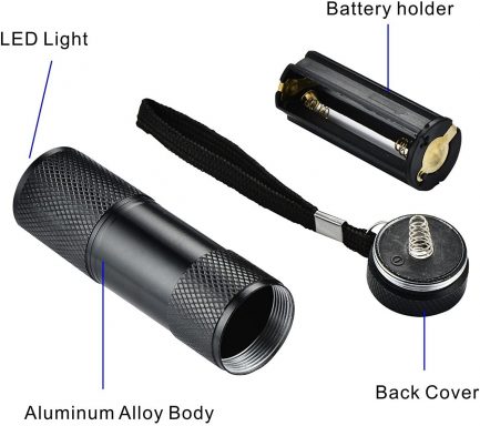 LEAGY ‎Aluminum Mini Φακός Τσέπης UV Blacklight 9 LED 395nm 3 AAA batteries (not included) {39111610} - Image 5