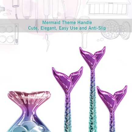 Σετ πινέλα Efforty Make Up 11 Pieces 3D Mermaid Makeup Brushes Synthetic Kabuki Cosmetics Blush Eyeliner Face Powder Brush Makeup Brush Set - Image 2