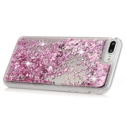 Apple iPhone 8 Plus (2017) / iPhone 7 Plus (2016)- Glitter Case Hearts Liquid Gold Rose (oem) - Image 2