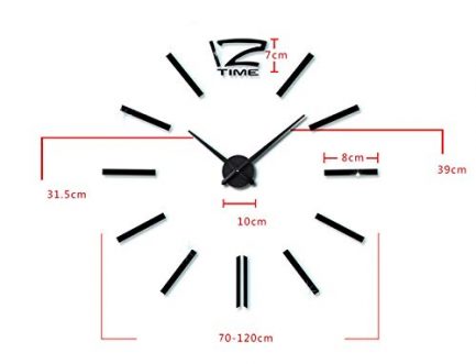 Μεγάλο Ρολόι Τοίχου 3D Stickers  Vovoly DIY clock 3D DIY Living Room Bedroom Decoration Wall Clock Black - Do it yourself - Image 6