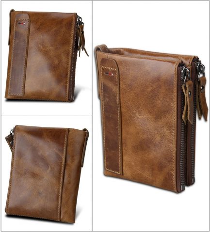 Δερμάτινο Αντρικό Πορτοφόλι Hibate Men Leather Wallet RFID Blocking Men's Wallets Credit Card Holder Coin Pocket Purse - Image 5