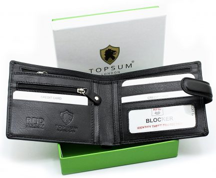 Δερμάτινο Αντρικό Πορτοφόλι Topsum London RFID Blocking Genuine Leather Bifold Wallet With Zip Coin Pocket for Men’s #4003 - Image 6