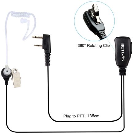 Ακουστικά αέρος με Μικρόφωνο για Walkie Talkies 2 Pin With Mic for Linton Retevis Kenwood Baofeng BF-888s UV-5r UV-82 and Luiton LT-316 - Image 2