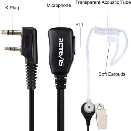 Ακουστικά αέρος με Μικρόφωνο για Walkie Talkies 2 Pin With Mic for Linton Retevis Kenwood Baofeng BF-888s UV-5r UV-82 and Luiton LT-316 - Image 4