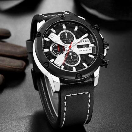 Curren 8308 Male Quartz Watch Date Display Six Pointers - Black / Silver - Image 2