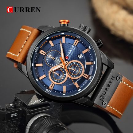 CURREN 8291 Men'S Calendar Watch - Tiger Orange - Image 3
