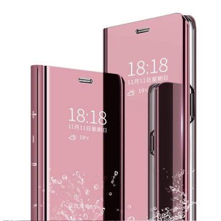 Samsung Galaxy J4 Plus/Galaxy J4 Prime/J415 Luxury Mirror Case, [Metal Plating Technology] [Translucent View Window] Ultra Slim Lightweight Flip Stand Magnetic Protective Case Cover - Rose Gold - Image 2