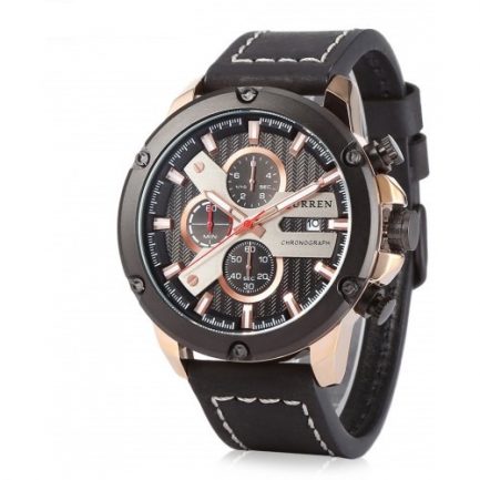Curren 8308 Male Quartz Watch Date Display Six Pointers - Black / Rose Gold - Image 2