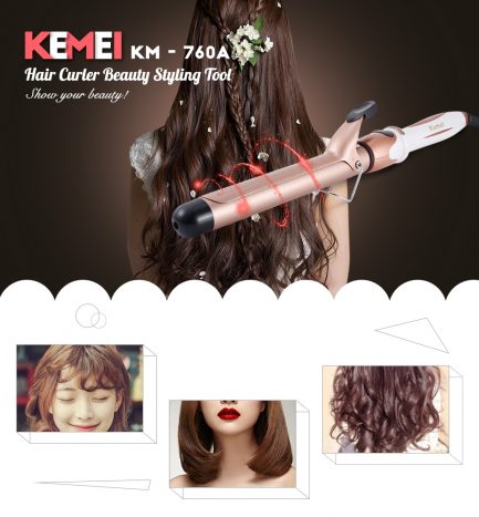 Kemei KM - 760A Ceramic Curling Hair Curler Wand LCD Beauty Styling Tool Adjustable Temperature Curling Iron Fast Heating - Image 2