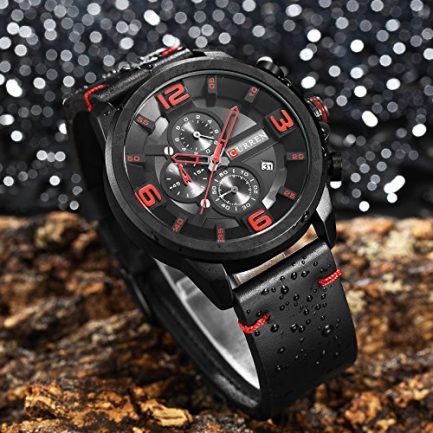 CURREN 8288 Watches Quartz Analog Calendar,Wrist Watch for Men, Fashion Waterproof Stainless Steel Band - Black - Image 4