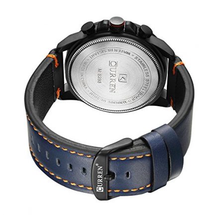 CURREN 8288 Watches Quartz Analog Calendar,Wrist Watch for Men, Fashion Waterproof Stainless Steel Band - Blue /Orange - Image 4