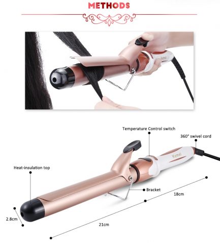 Kemei KM - 760A Ceramic Curling Hair Curler Wand LCD Beauty Styling Tool Adjustable Temperature Curling Iron Fast Heating - Image 5