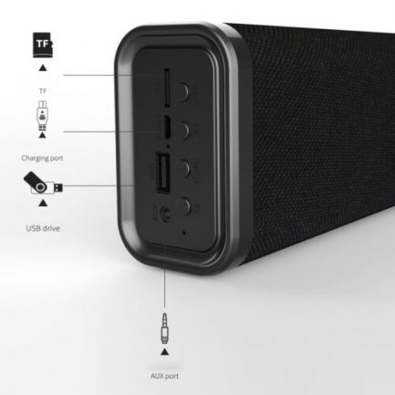 REMAX M33 Cloth Bluetooth 5.0 TWS Speaker Support TF Card/Aux-in/U Disk N5Y8 Black - Image 7