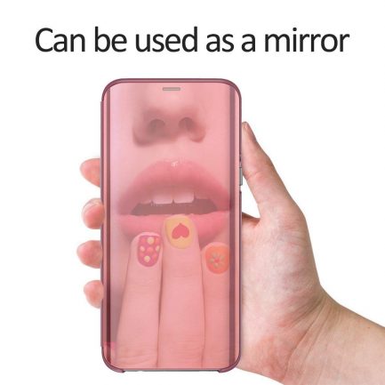 Samsung A70 - Cover Mirror flip Clear View Standing Shockproof Case Rose Gold - Image 2