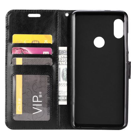 Xiaomi Redmi 7 - Δερμάτινη Αναδιπλούμενη Book Case με Ενσωματωμένη Θήκη Σιλικόνης – Black (oem) - Image 2