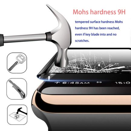 Full Glue Tempered Glass Screen Protector Compatible for Apple Watch Full Coverage Protective Foil 9H 2.5D (44MM) Black - Image 2