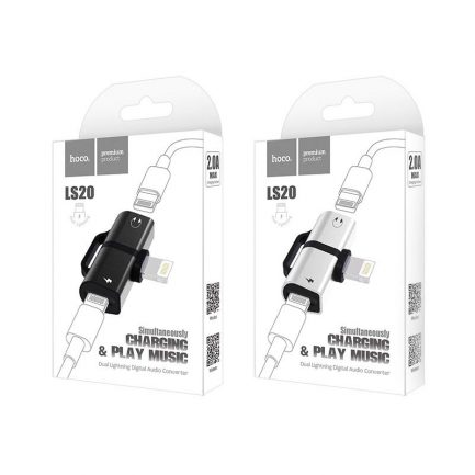 Αντάπτορας Hoco 2 σε1 Lightning σε 2 Εξόδους Lightning 2.0A - Ασημί (LS20) - Image 3