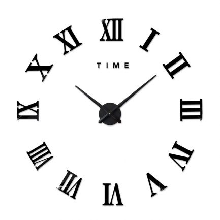 Μεγάλο Τρισδιάστατο 3D Ρολόι Modern Creative Mute DIY Big Watch Removable Wall Clock 3D Stickers Roman Numerals Home Decor Art Clock (Black) - Image 2