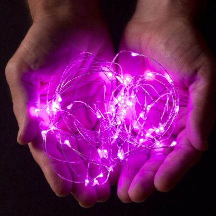 20 Χριστουγεννιάτικα Λαμπάκια LED Ροζ Φως 2.0μ Μπαταρίας σε Σειρά με καλώδιο χαλκού 2m(12067) - Image 2