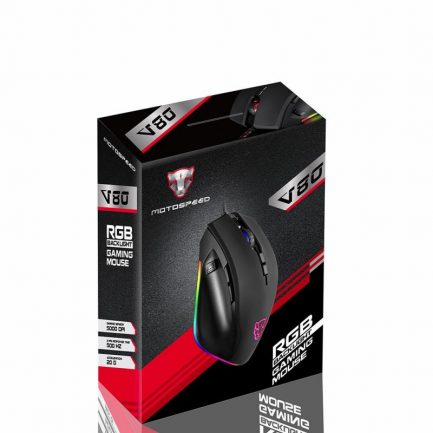 Motospeed V80 Gaming Ποντίκι με RGB Backlight 5000dpi & 7 Πλήκτρα - Μαύρο - Image 2