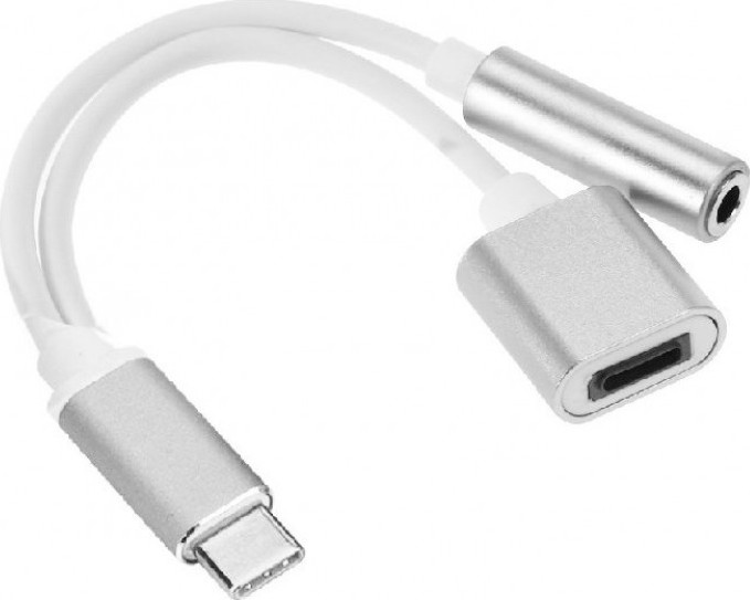 BWOO BO-Y0007 2IN1 USB to Audio to Type-c Adapter Silver