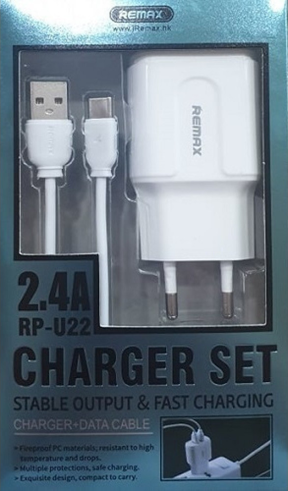 Remax Micro Usb Cable & 2x USB Wall Adapter Λευκό (RP-U22)