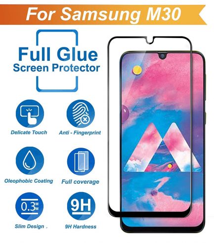 Samsung Galaxy M30 – Tempered Glass 9D [9H Hardness][Anti-Fingerprint] [Full Coverage] Black(Με πλήρη εφαρμογή σε όλα τα σημεία και όχι μόνο στις άκρες.) - Image 2