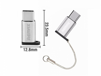 Remax (RA-USB1) Micro Usb σε Type-C Charging Data – Ασημί - Image 2