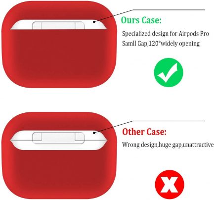 Airpods Pro Case Premium Silicone Airpod Pro Case Protective Cover for Airpods Pro/Airpods 3 (Front LED Visible)- Red - Image 2