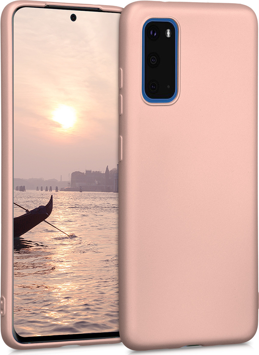 Samsung Galaxy S20 Soft Flexible Shock Absorbent Protective Phone Cover – Metallic Rose Gold (Galaxy S20) (oem)