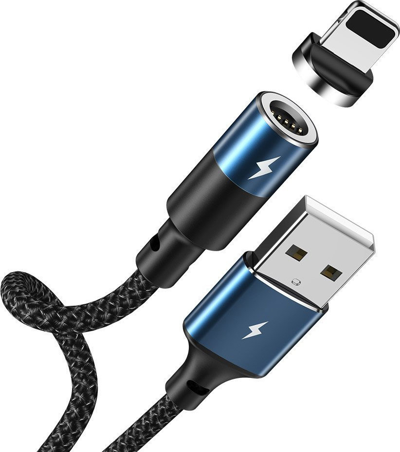 Remax Braided / Magnetic USB 2.0 to Lightning Cable Μπλε 1.2m (RC-102i)(Zigie)