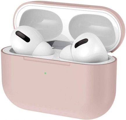 Airpods Pro Case Premium Silicone Airpod Pro Case Protective Cover for Airpods Pro/Airpods 3 (Front LED Visible)- Pink Sand - Image 2
