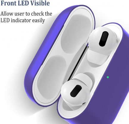 Airpods Pro Case Premium Silicone Airpod Pro Case Protective Cover for Airpods Pro/Airpods 3 (Front LED Visible)- Purple - Image 3