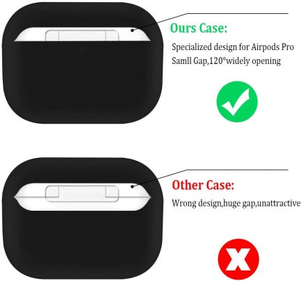 Airpods Pro Case Premium Silicone Airpod Pro Case Protective Cover for Airpods Pro/Airpods 3 (Front LED Visible)- Black - Image 2