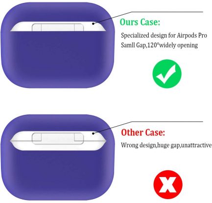 Airpods Pro Case Premium Silicone Airpod Pro Case Protective Cover for Airpods Pro/Airpods 3 (Front LED Visible)- Purple - Image 2