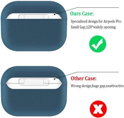 Airpods Pro Case Premium Silicone Airpod Pro Case Protective Cover for Airpods Pro/Airpods 3 (Front LED Visible)- Midnight Blue - Image 2