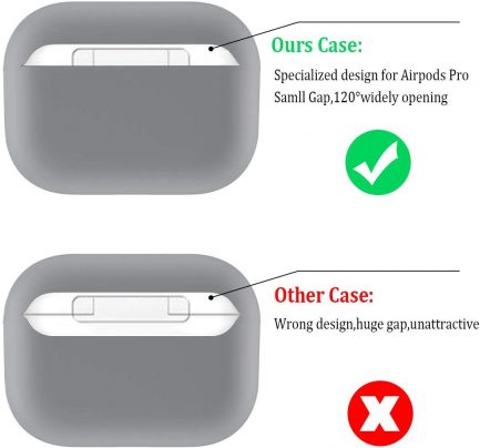 Airpods Pro Case Premium Silicone Airpod Pro Case Protective Cover for Airpods Pro/Airpods 3 (Front LED Visible)- Light-Gray - Image 2