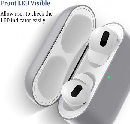 Airpods Pro Case Premium Silicone Airpod Pro Case Protective Cover for Airpods Pro/Airpods 3 (Front LED Visible)- Light-Gray - Image 3
