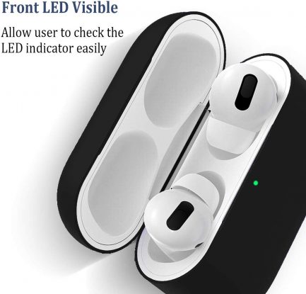 Airpods Pro Case Premium Silicone Airpod Pro Case Protective Cover for Airpods Pro/Airpods 3 (Front LED Visible)- Black - Image 3