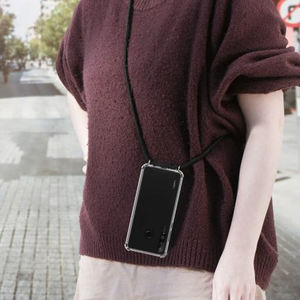 Crossbody Back Cover Clear με Κορδόνι Κίτρινο-Μαύρο (iPhone 11) oem - Image 2
