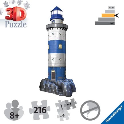 3D Puzzle Night Edition Φάρος, 216pcs Ravensburger (12577) - Image 5