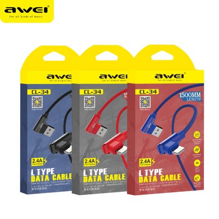 Awei Braided USB to Lightning Cable Μπλε 1.5m (CL-34) - Image 2
