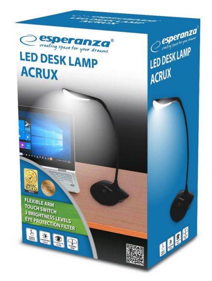 Esperanza Acrux Φωτιστικό γραφείου ELD103K, 3W, 14 LED, μαύρο - Image 2