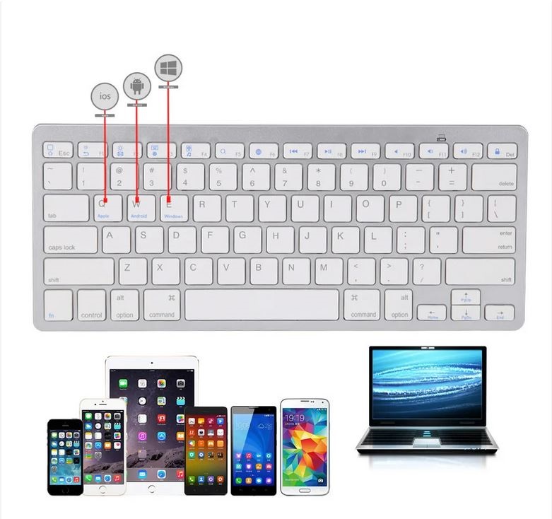 Πληκτρολόγιο Bluetooth Mobilis BK3001 Για Smartphone, Tablet, PC Και Smart TV - Ασημί-Λευκό - Image 3