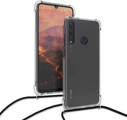 Huawei Y6P - Crossbody Back Cover Σιλικόνης Διάφανο με Κορδόνι- Black (oem) - Image 2