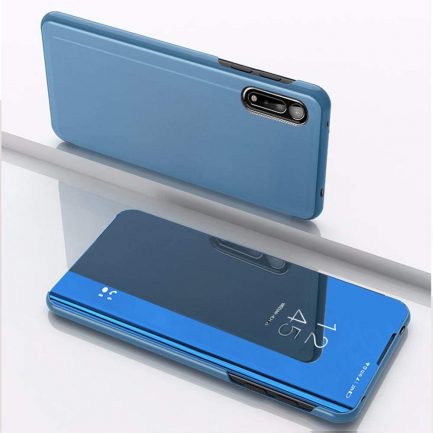 Xiaomi Redmi 9A - Cover Mirror flip Clear View Standing Shockproof Case Black – Blue Metallic (oem) - Image 2