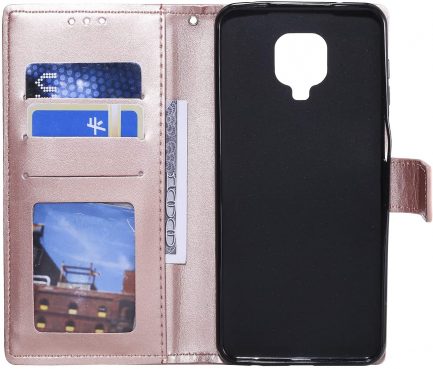 Xiaomi Redmi Note 9S/ 9 Pro/ 9 Pro Max (6.67 Inch) - Δερμάτινη Μαγνητική Αναδιπλούμενη Book Case με Ενσωματωμένη Θήκη Σιλικόνης – Gold Rose(oem) - Image 2