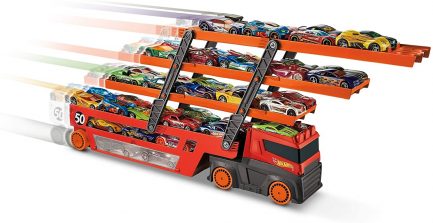 Παιχνιδολαμπάδα Mattel Hot Wheels Mega Hauler - Νέα Νταλίκα Γκαράζ 5 Επιπέδων GHR48 - Image 7