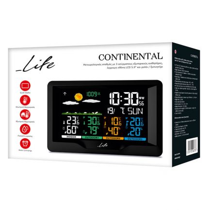 Life Weather Station Continental Quad Display Μετεωρολογικός σταθμός με 3 ασύρματους εξωτερικούς αισθητήρες, έγχρωμη οθόνη LCD 5.9" και ρολόι / ξυπνητήρι. - Image 4